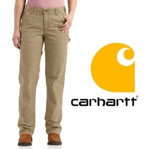 Carhartt Womens Rugged Flex Loose Fit Canvas Work Pant Dark Khaki  2 Regular